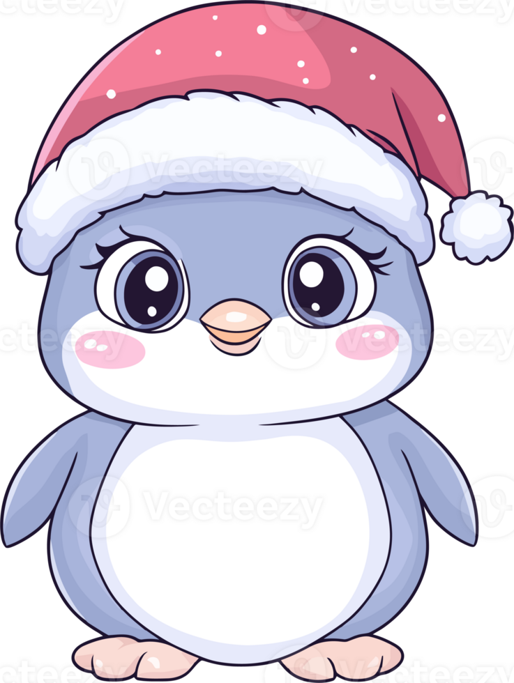 Cute Cartoon Penguin with Christmas Santa Hat for Holiday Season png