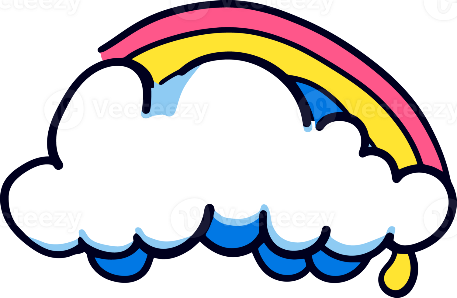 Colorful Cartoon Cloud with Rainbow Arch - Fun and Whimsical Weather Illustration png