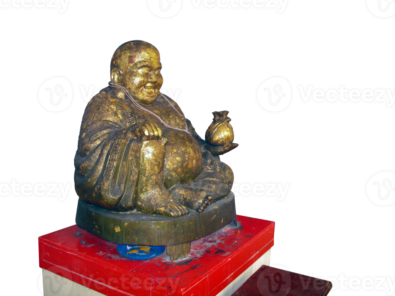 statue of smiling Buddha envelop by gold leaf png