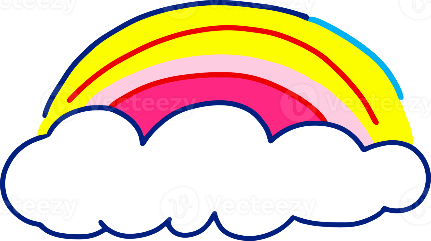 Colorful Rainbow Over White Clouds - Cheerful and Bright Illustration for Kids png
