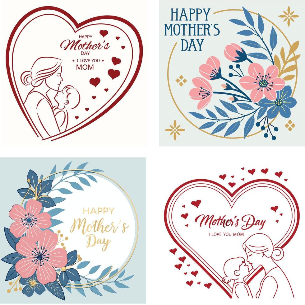 Happy mothers day victorian square frame with vector