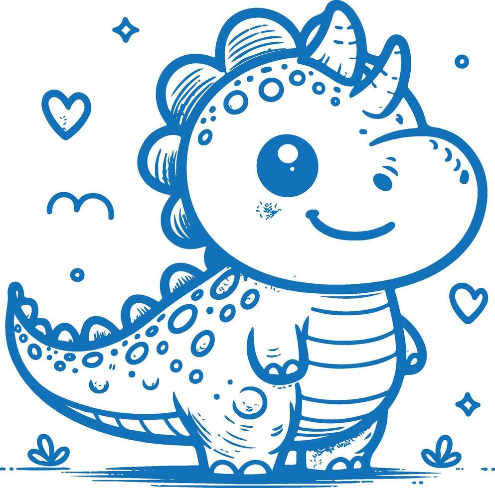 Chubby Baby Triceratops Smiling Playful Dinosaur Art vector