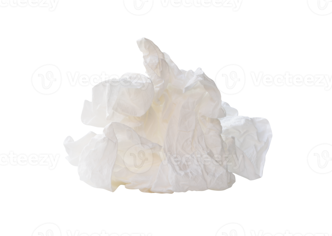 Used white crumpled or screwed tissue paper ball isolated with clipping path in file format png