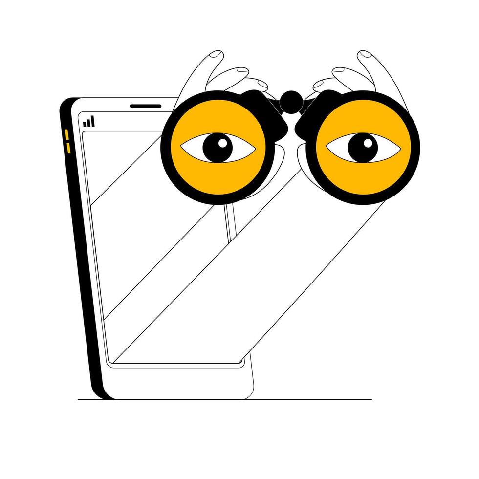 Binoculars with eyes looking for new employees online. vector