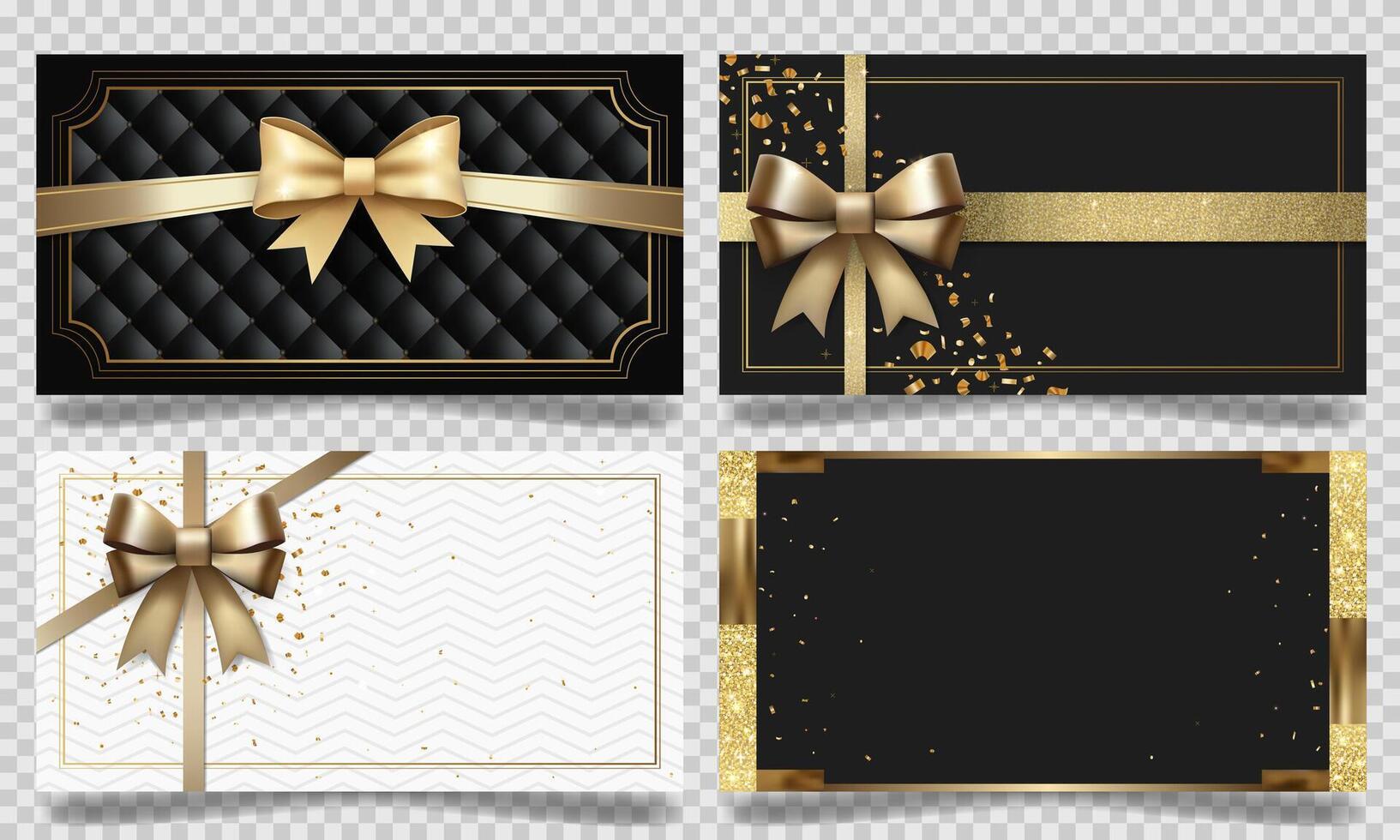 Blank backgrounds in gold and black color. Elegant template for voucher, gift card, certificate. Luxury gold card. vector