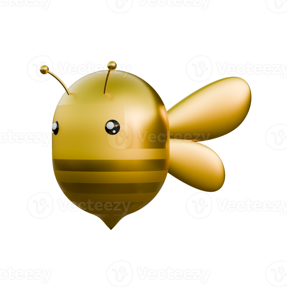 Gold Spring Bee 3D Design Element png