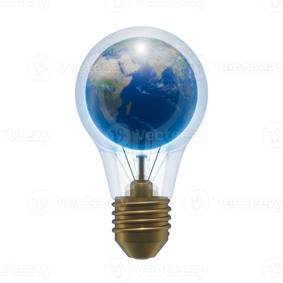 Earth Hour With Light Bulb3D Design Element png