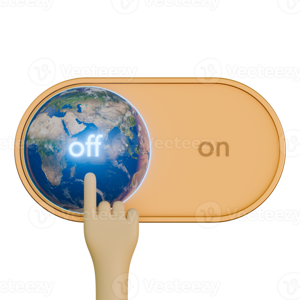 Earth Hour With Slide Switch Button3D Design Element png