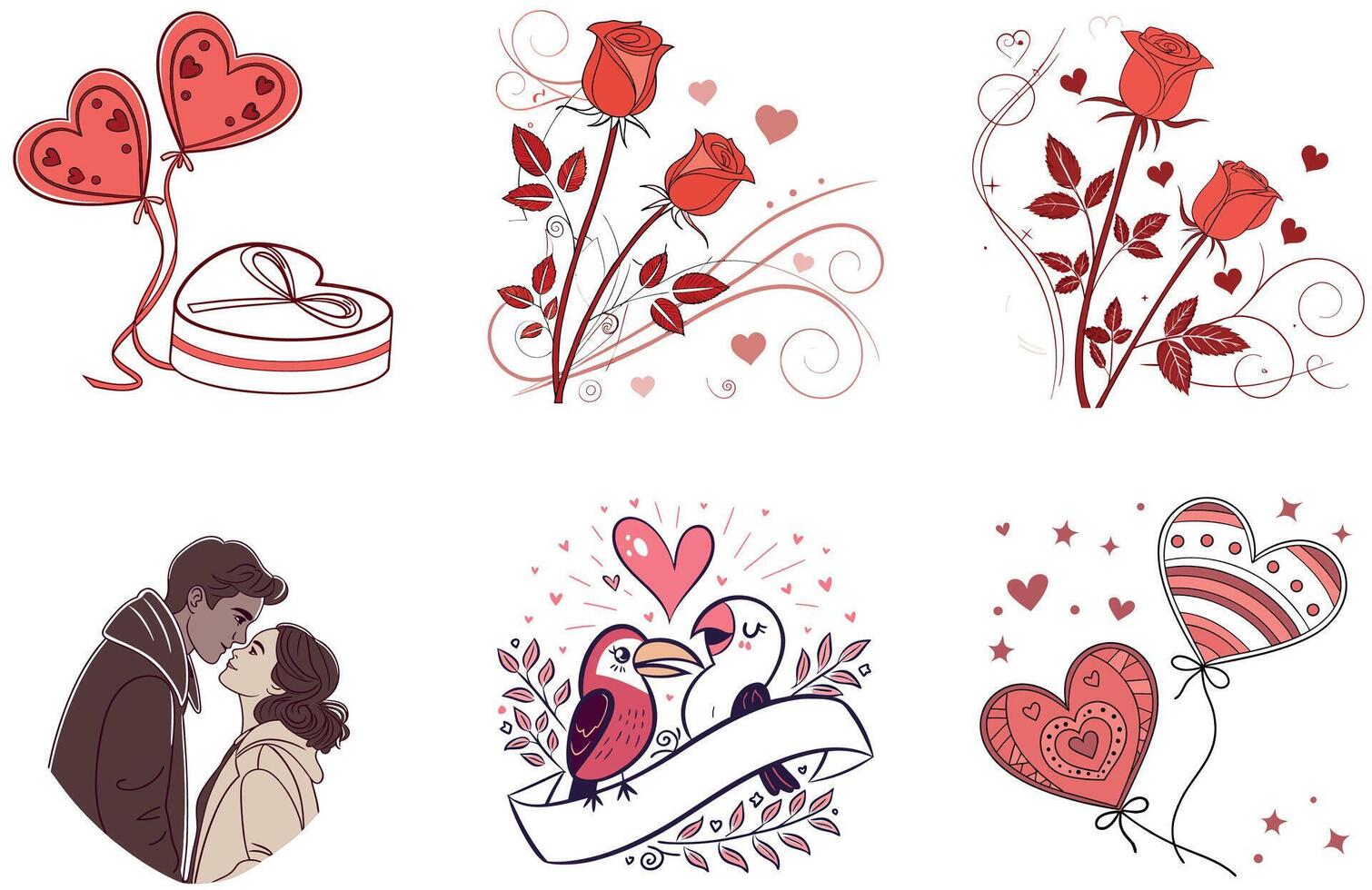 Valentine Bundle - Romantic Hearts Balloon Collection Illustrations vector