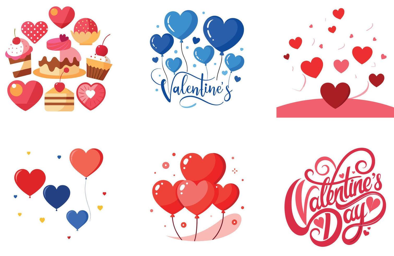 Red hearts. floating balloons - Valentine Bundle Collection Stickers vector