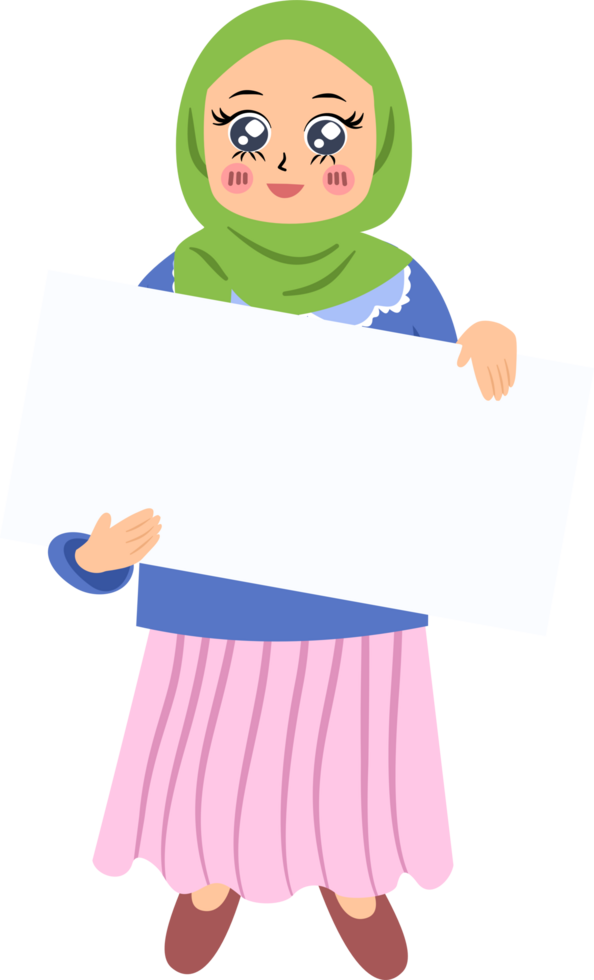 Muslim girl holding blank sign png