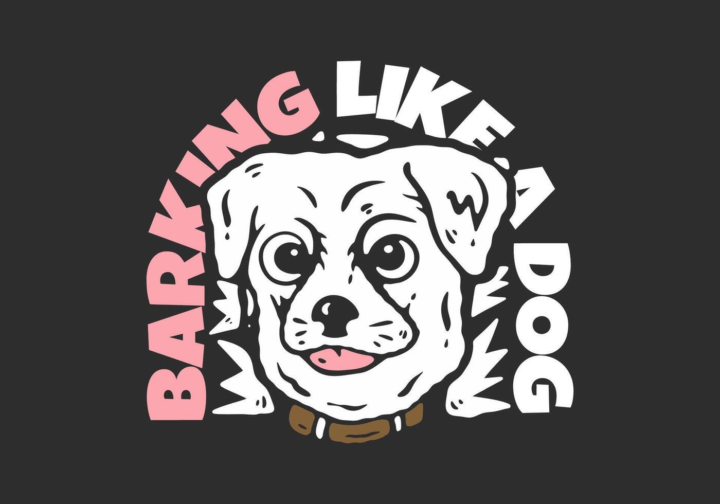Barking like a dog. Dog head character with hand drawn style illustration with dark background vector