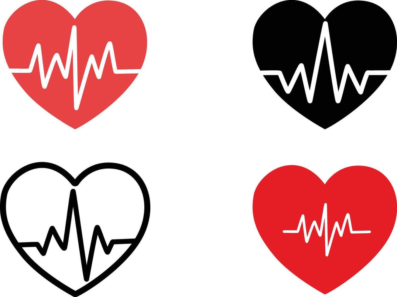 Heartbeat love icon set design vector