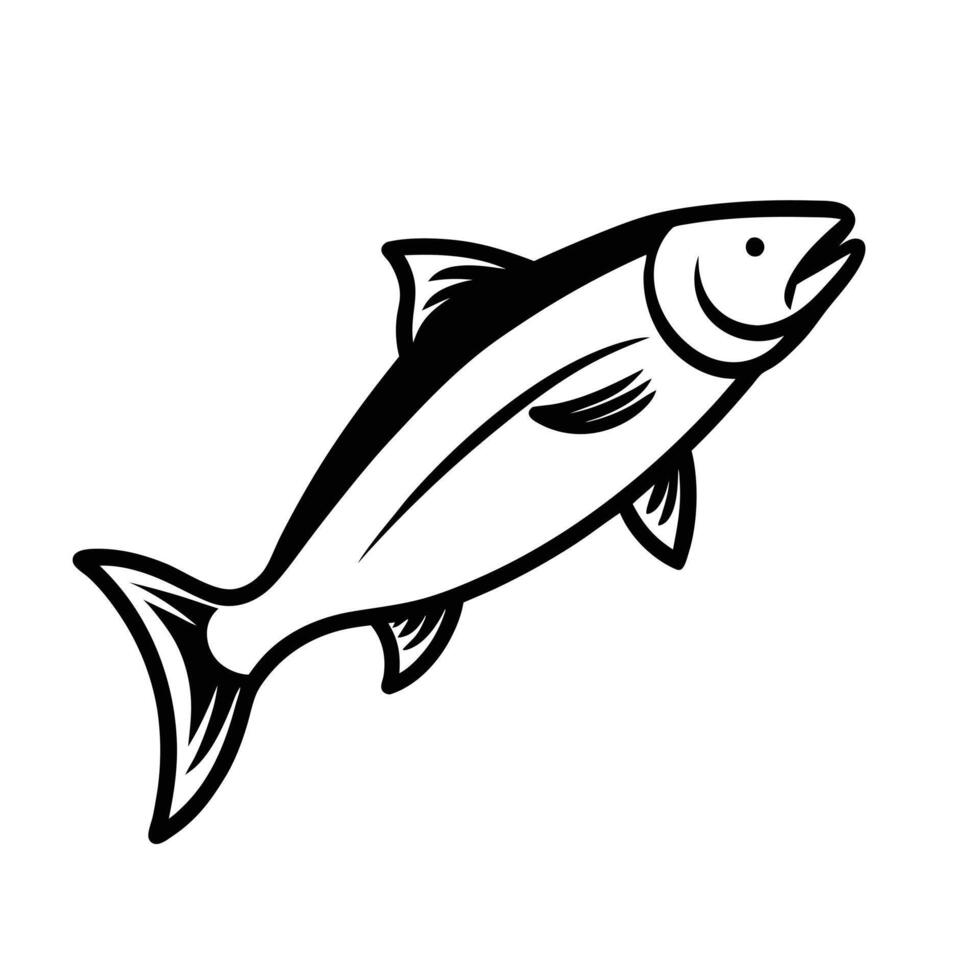 Salmon fish silhouette on white vector