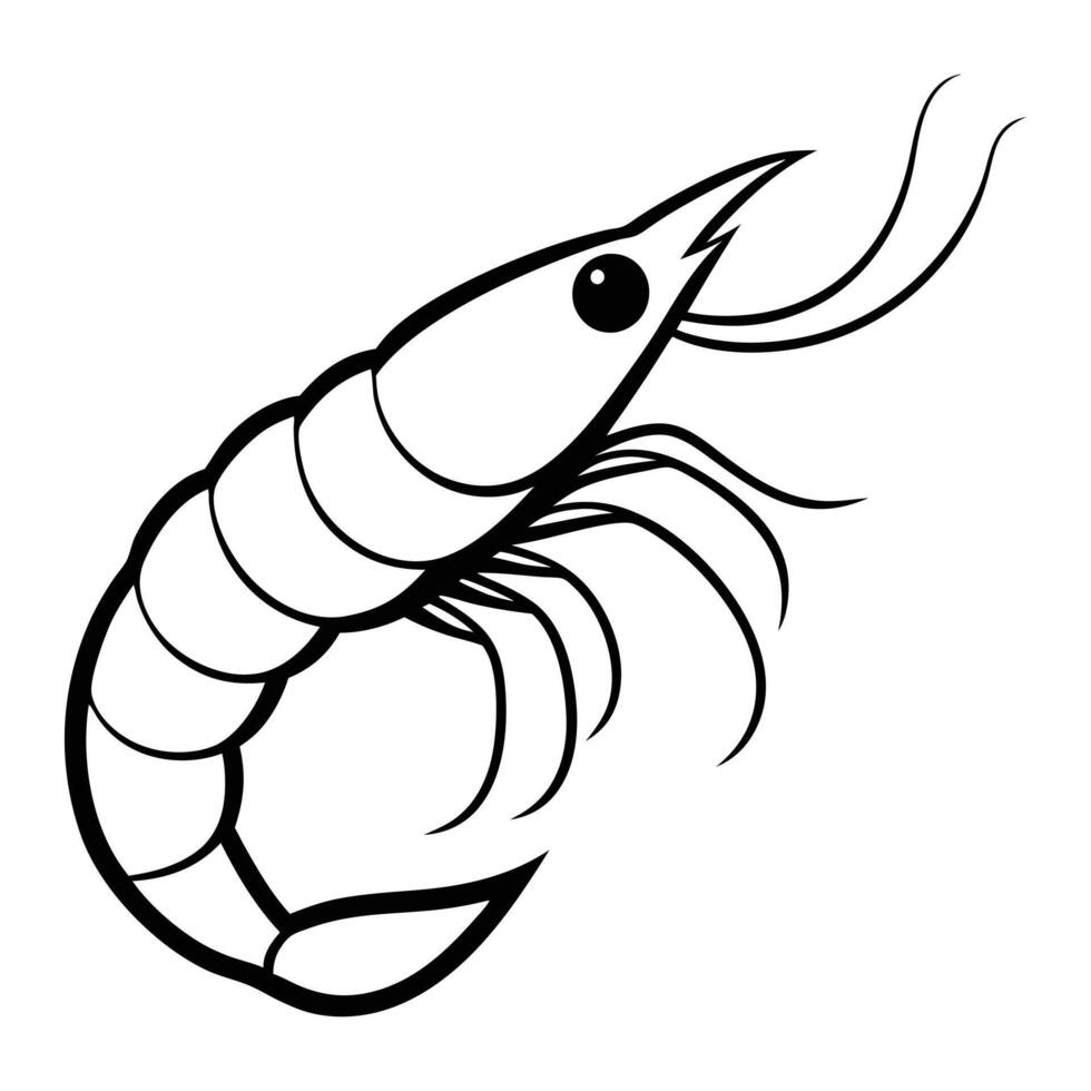 Shrimp silhouette on white vector
