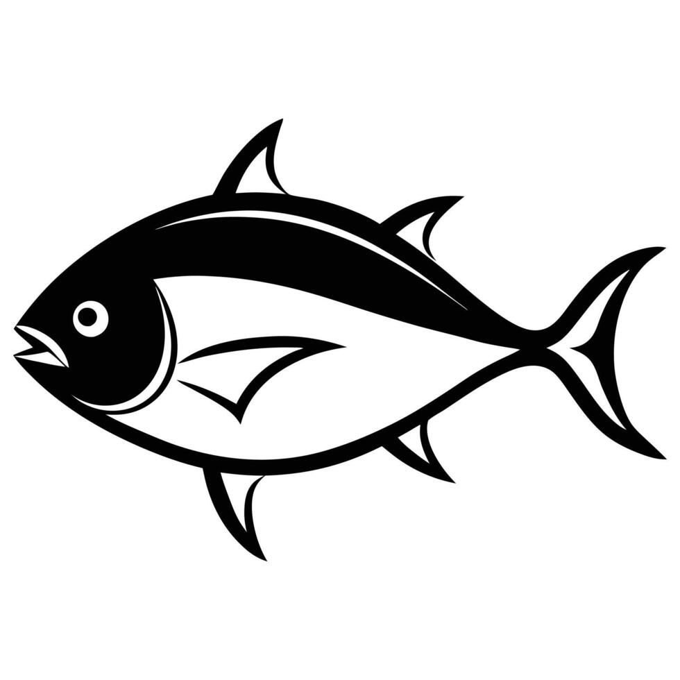 Tuna fish silhouette on white background vector
