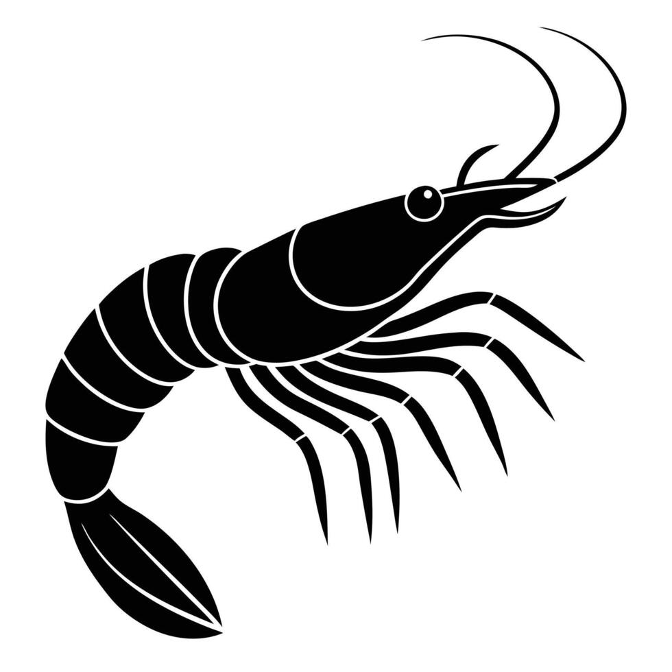 Prawn silhouette on white background vector
