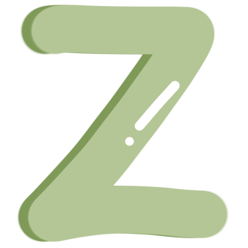 Cute Green Letter Z png