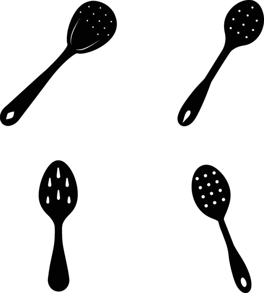 Slotted spoon silhouette illustration. vector