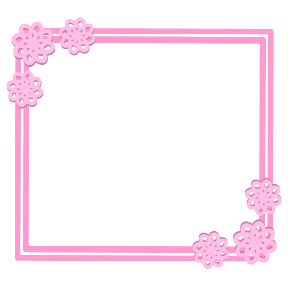 Pink square frame with a flower pattern png
