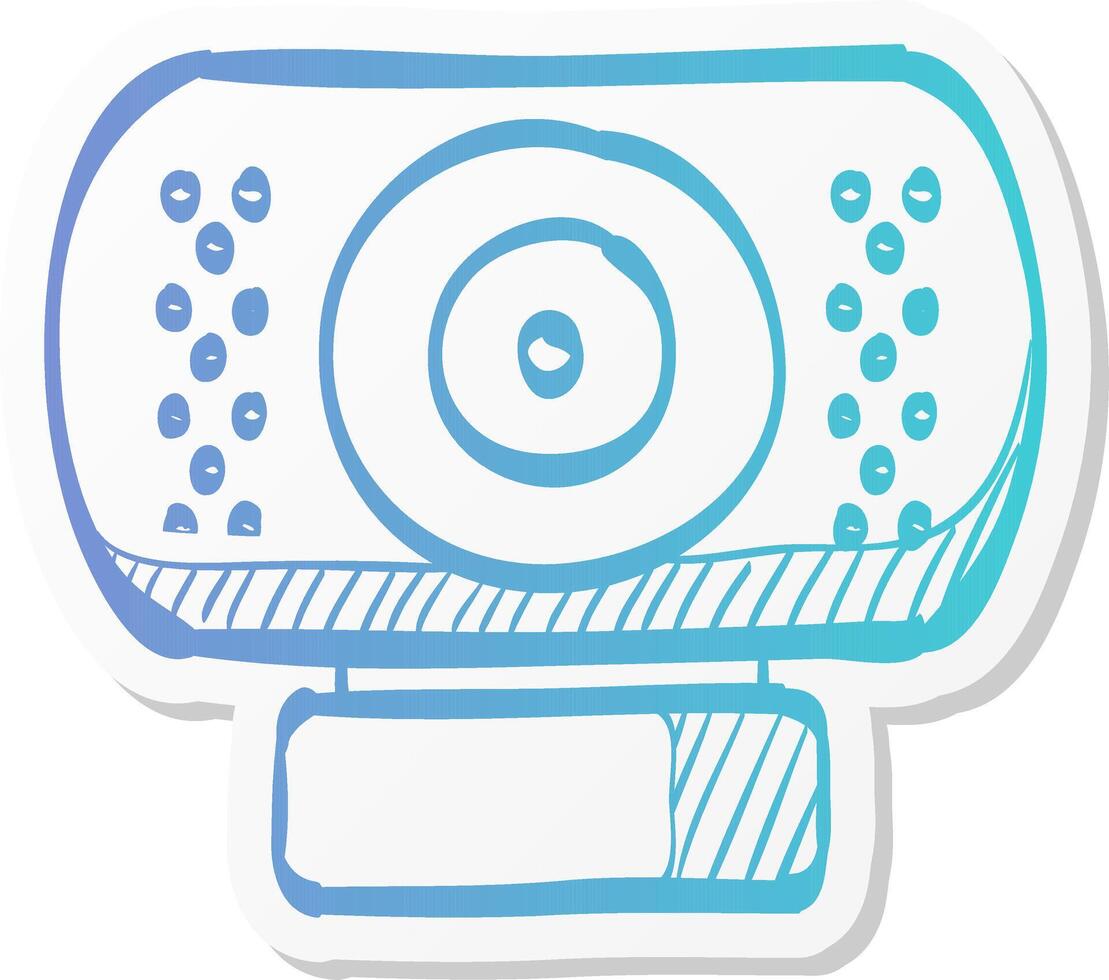 webcam icon in sticker color style computer internet connection discussion teleconference business vector
