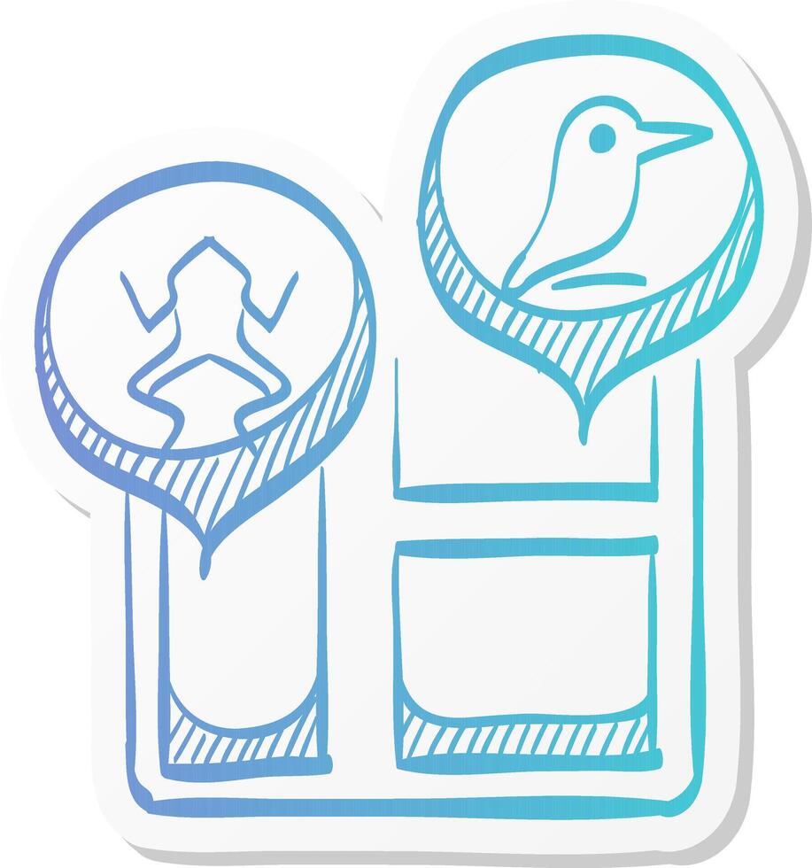 zoo map icon in sticker color style. vector