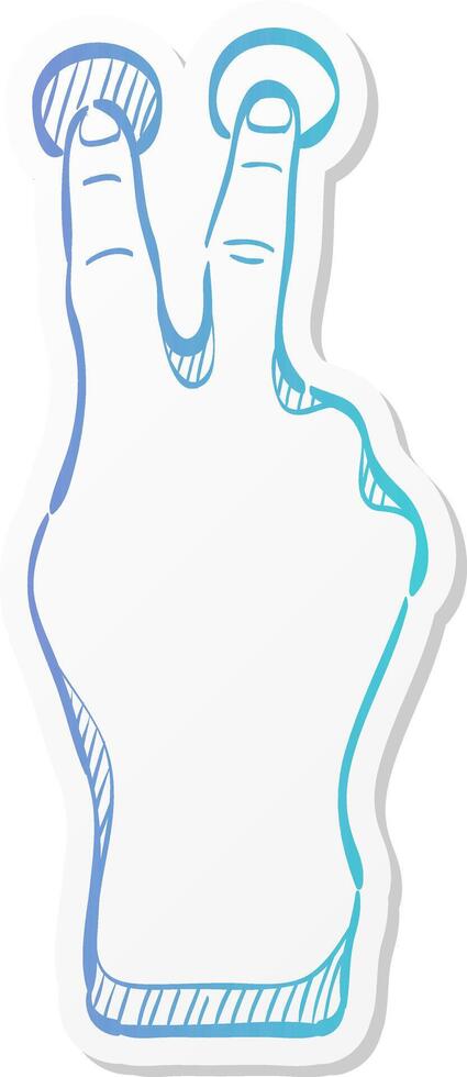 two finger gesture icon in sticker color style gadget touch pad display smartphone laptop computer vector