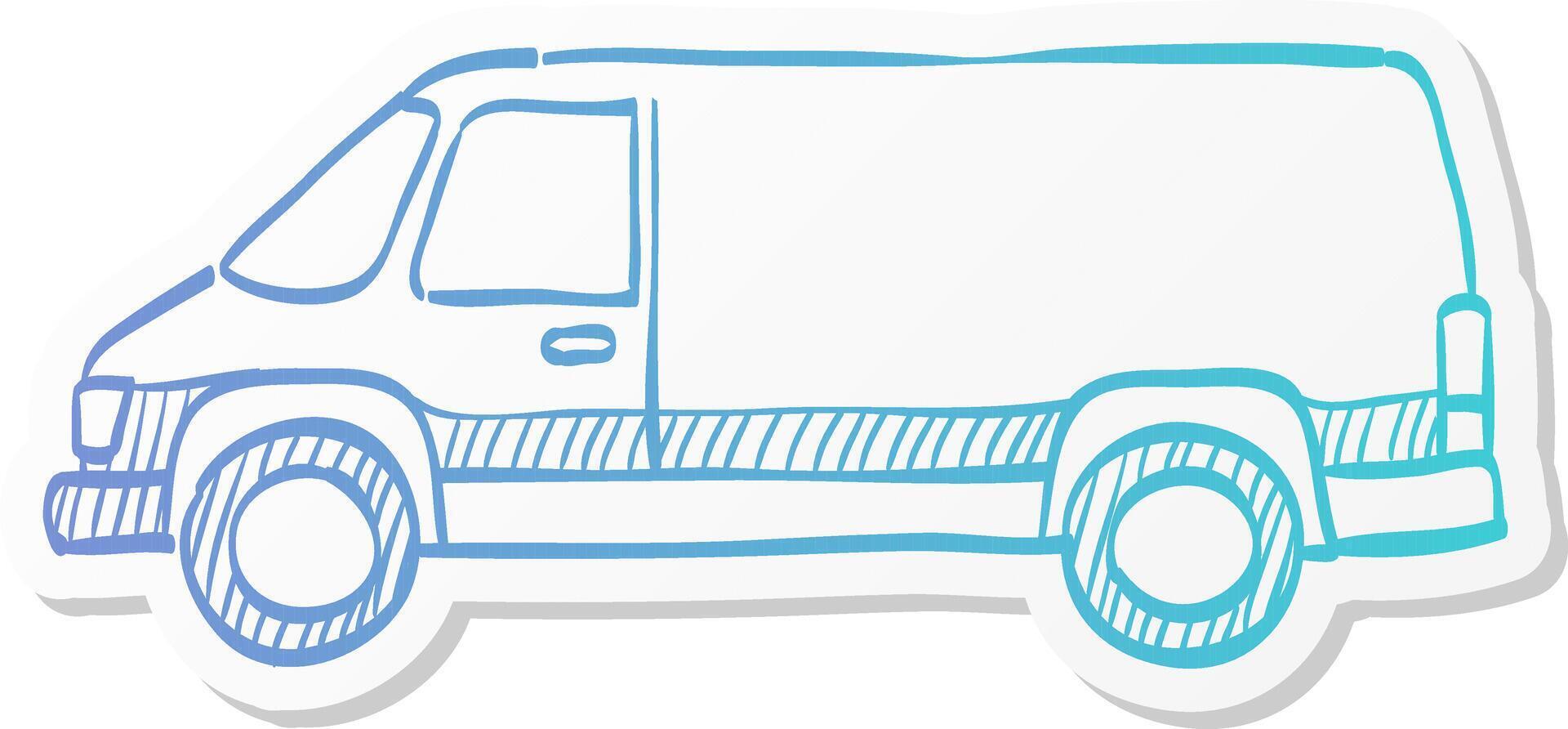 car icon in sticker color style van, delivery, bus vector