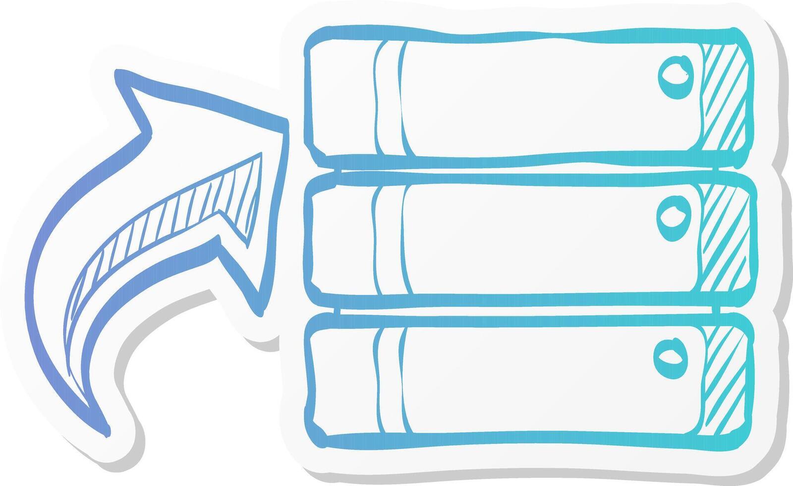 database icon in sticker color style hardisk, upload, file, server, web hosting vector