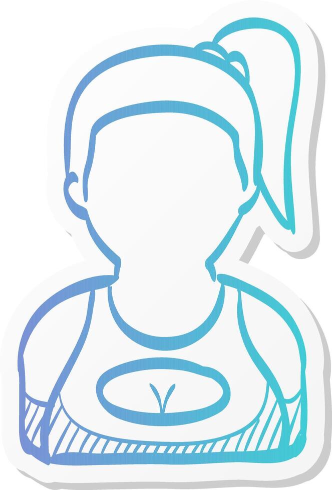girl avatar icon in sticker color style. vector