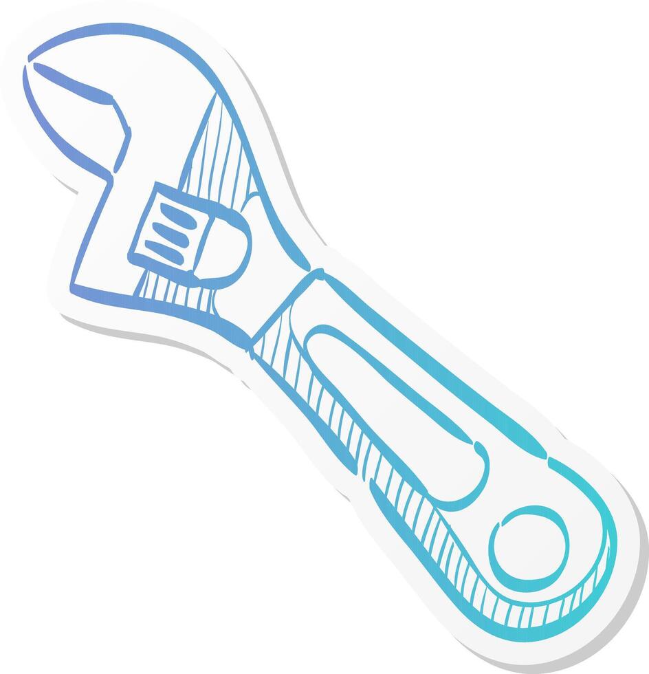 adustable wrench icon in sticker color style. vector