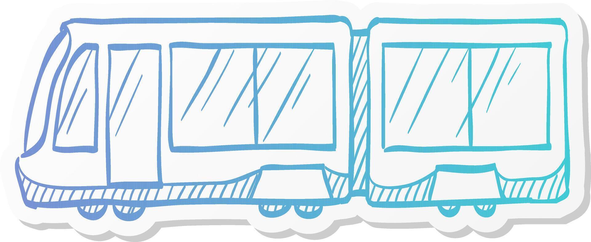 tram icon in sticker color style metro, urban, public transport vector