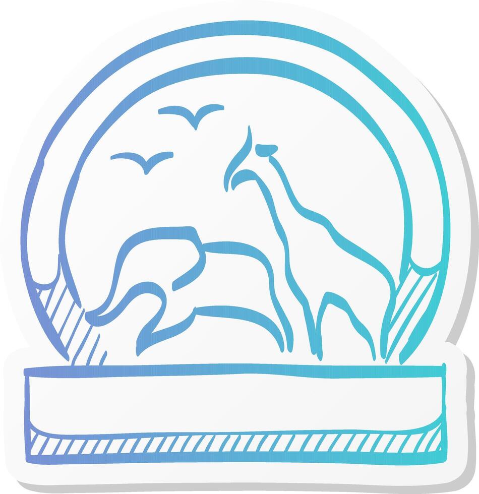 zoo gate icon in sticker color style animal park jungle safari vector