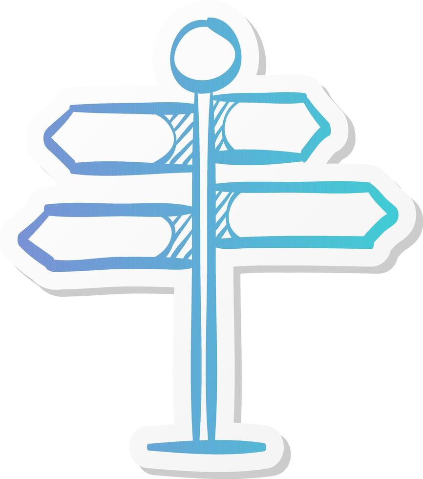 road sign post icon in sticker color style travel destination journey holiday vector