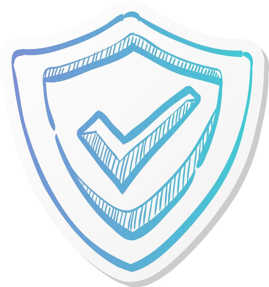 shield icon with checkmark in sticker color style protection guard safety vector