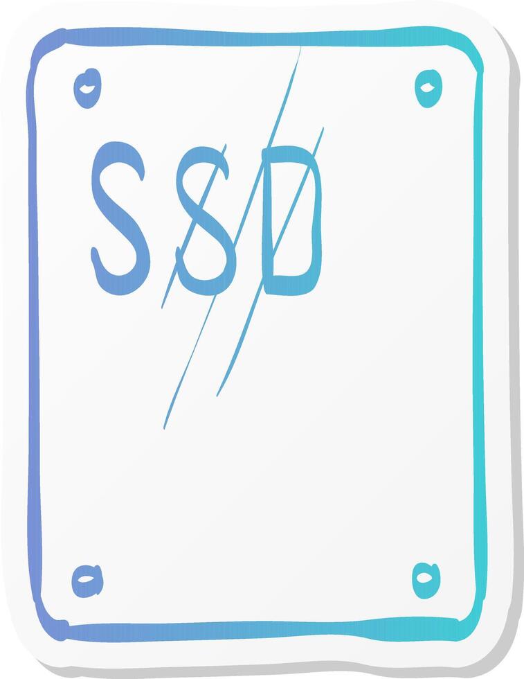 solid state drive icon in sticker color style computer storage ssd vector
