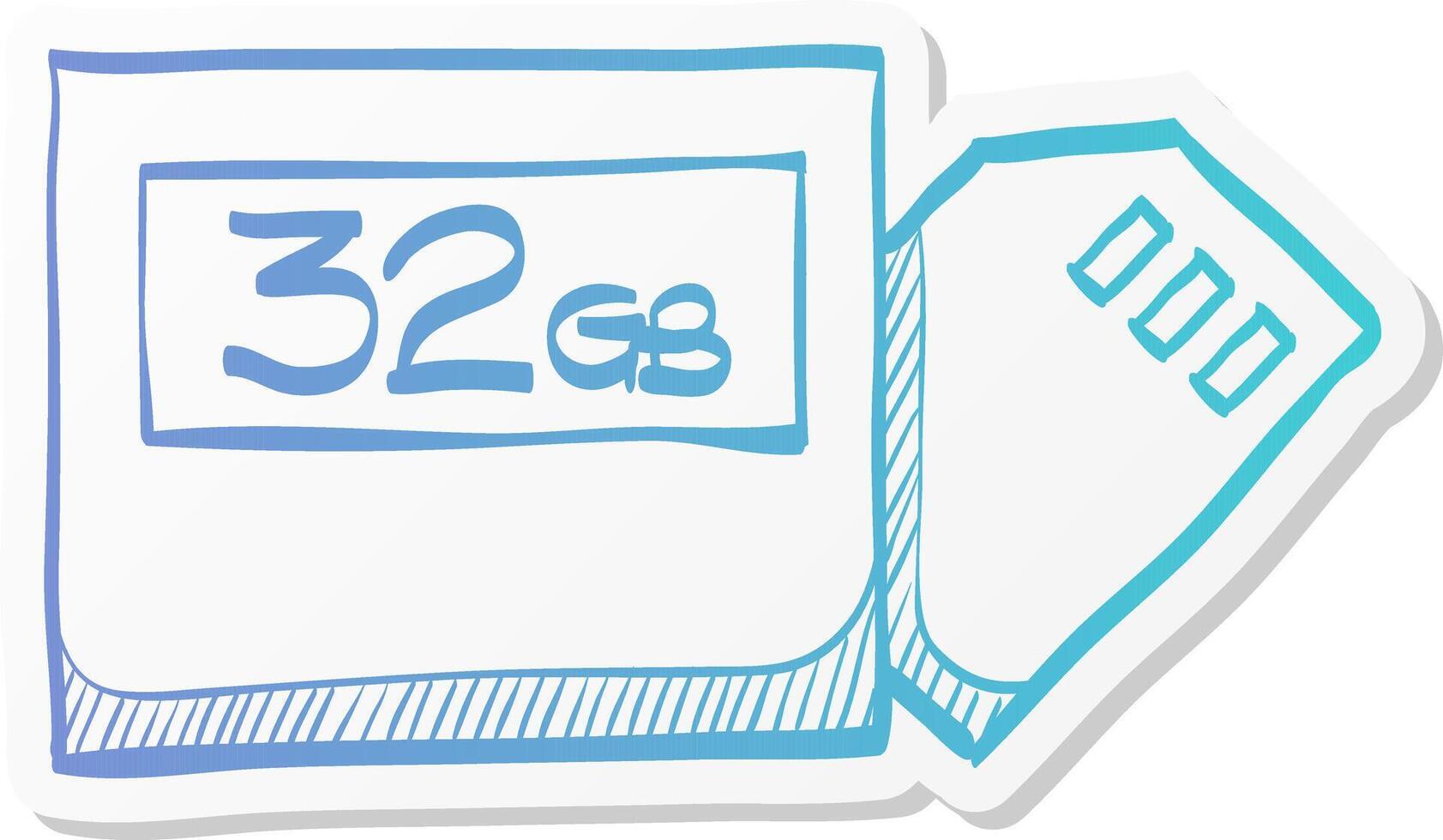 compact flash and sd card icon in sticker color style computer photography store image file data digital vector
