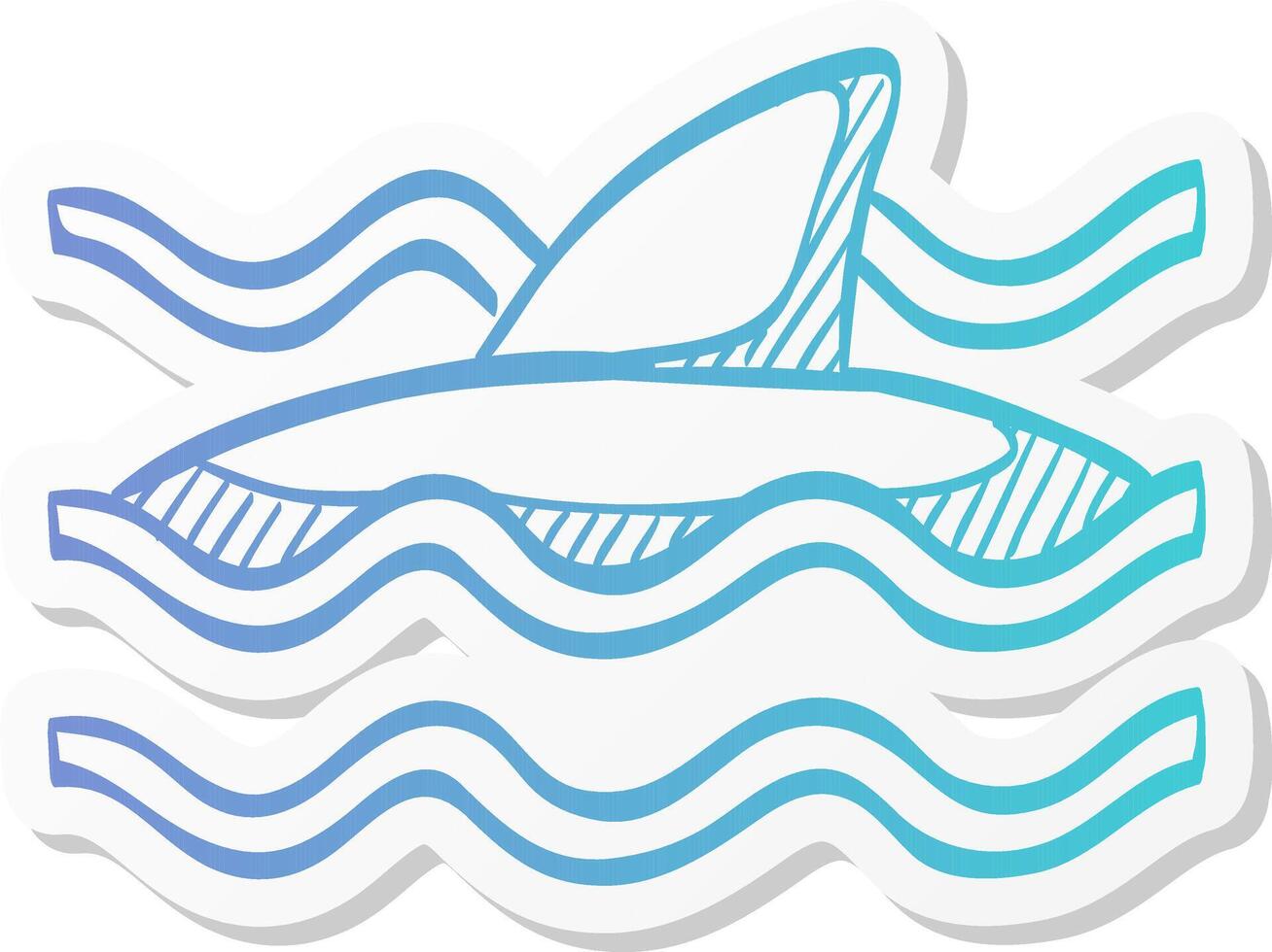 shark icon in sticker color style sea animal dangerous encounter beach vector