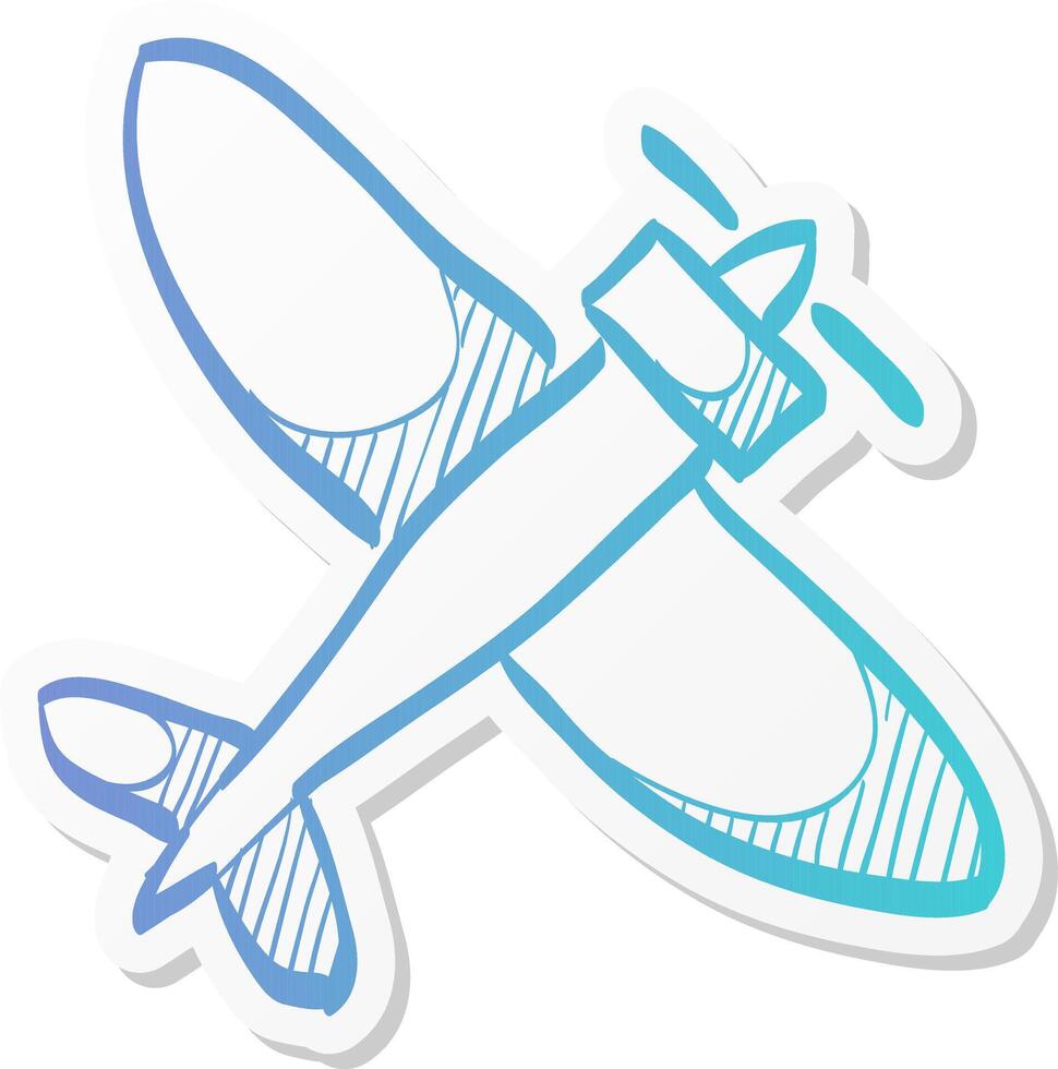 old airplane war icon in sticker color style. vector