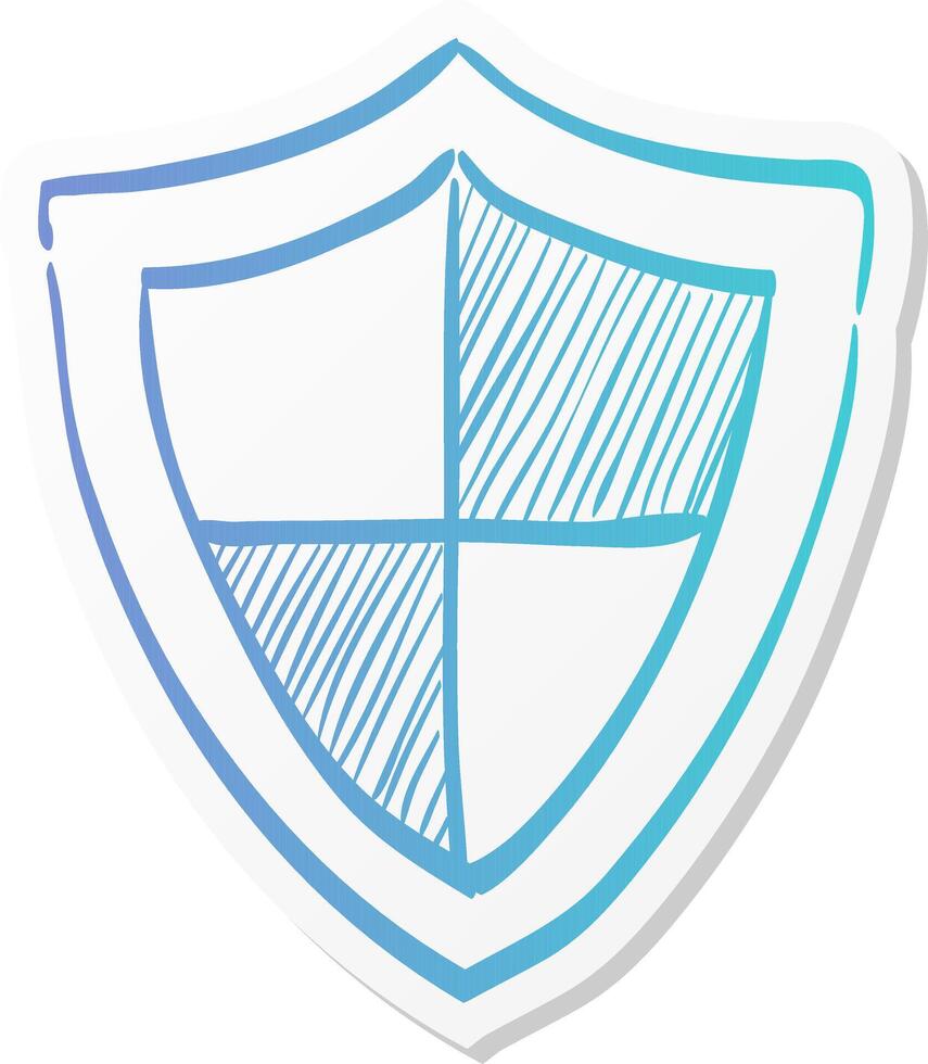 shield icon in sticker color style protection vector