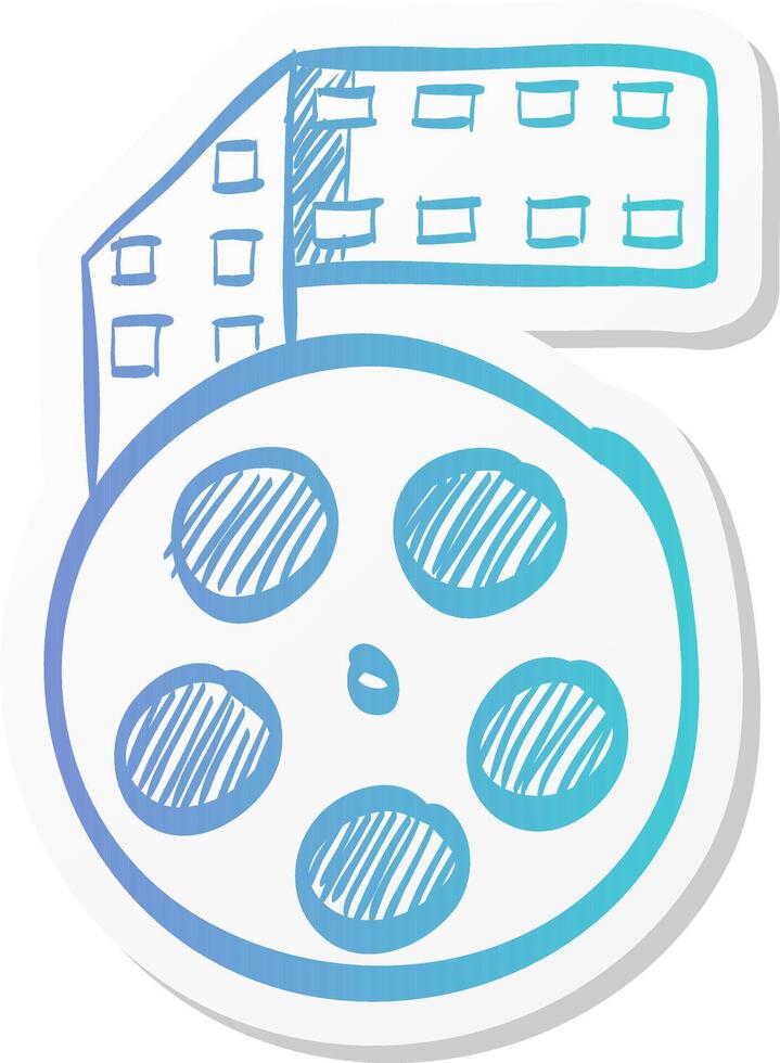cinema film icon in sticker color style computer data movie streaming online download vector