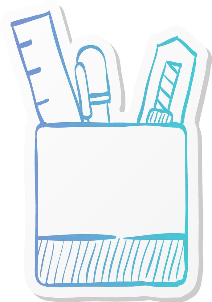 pen pot icon in sticker color style office supply writing drawing desktop storage vector