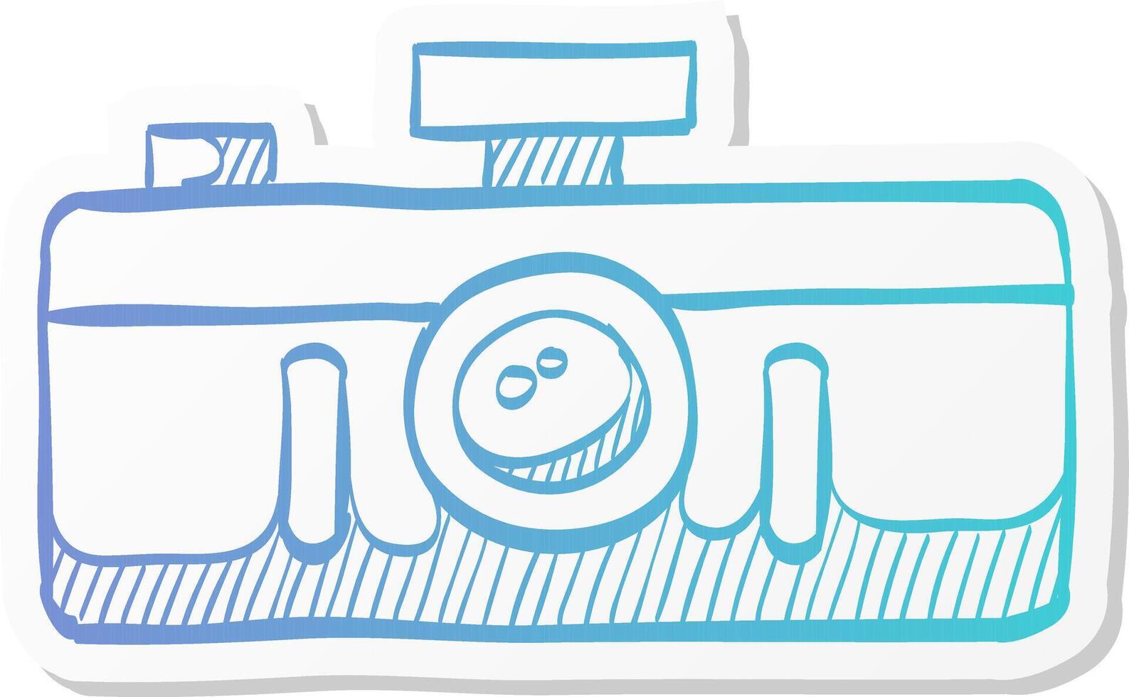 panorama camera icon in sticker color style landscape nature photography lens vector
