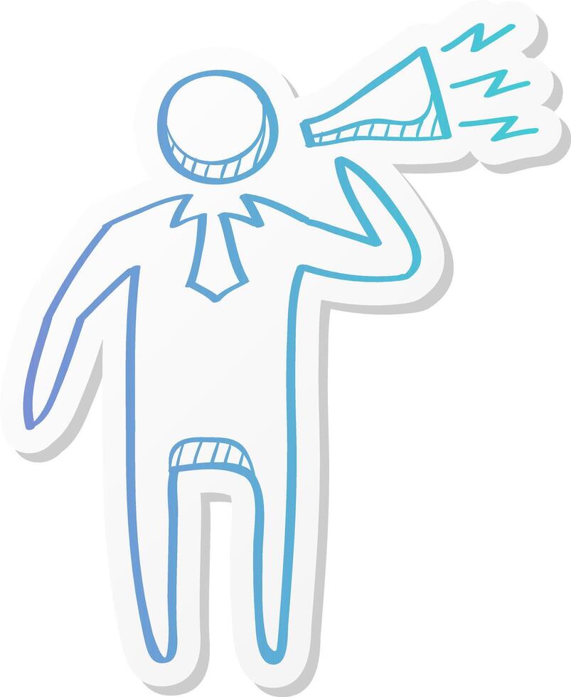 businessman loudspeaker icon in sticker color style motivator leader announce megaphone vector