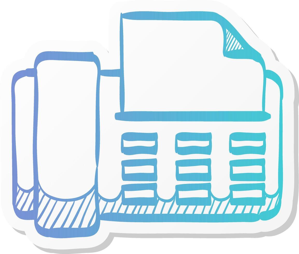 facsimile icon in sticker color style office electrical machine equipment fax copy print vector