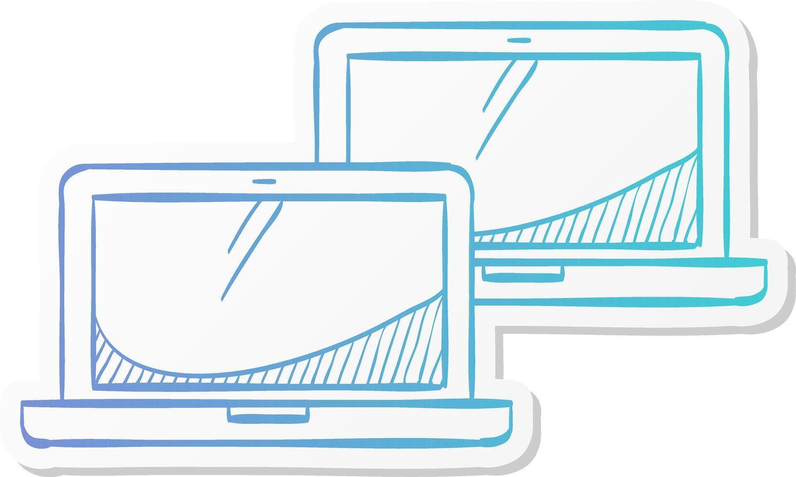 laptops icon in sticker color style electronic computer network connection internet intranet local area vector