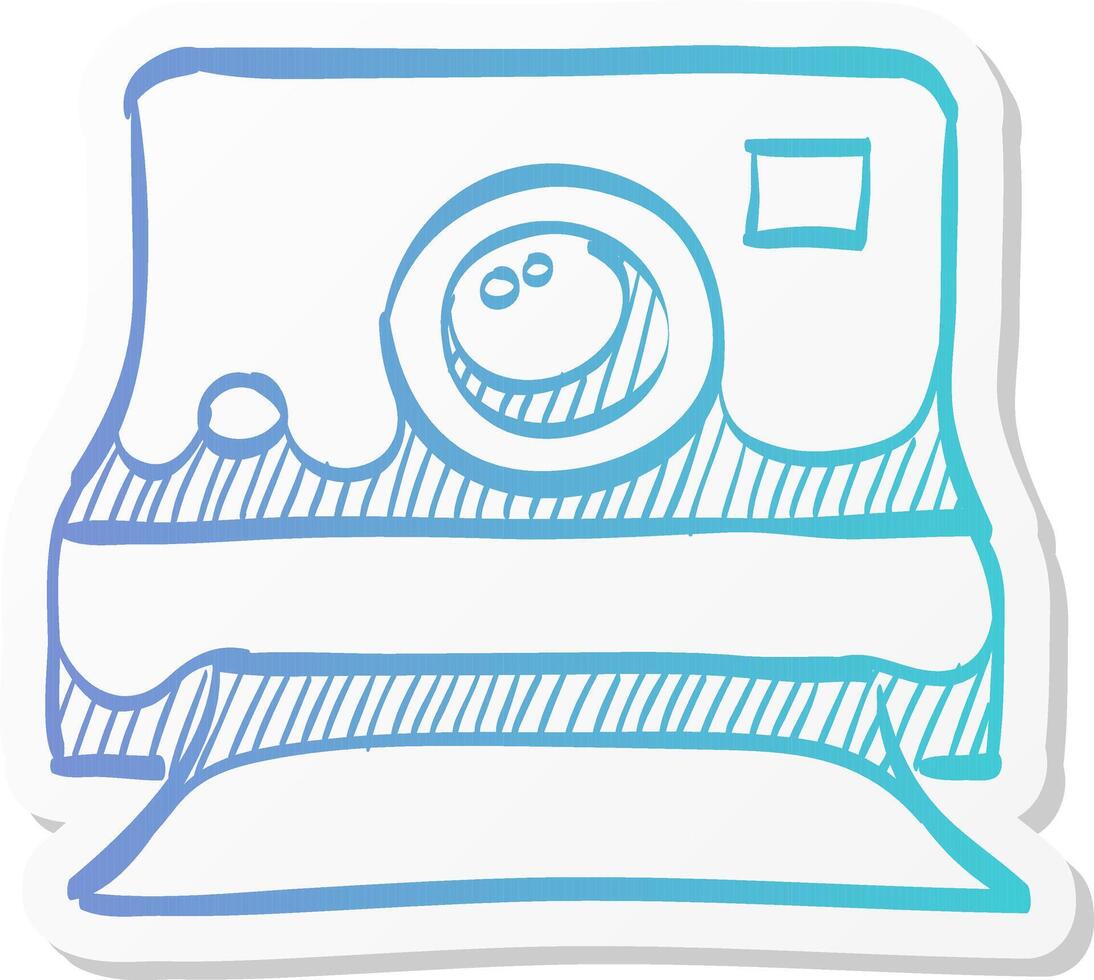 instant camera icon in sticker color style vintage retro photography photo mechanical analog film shooting instant paper vector
