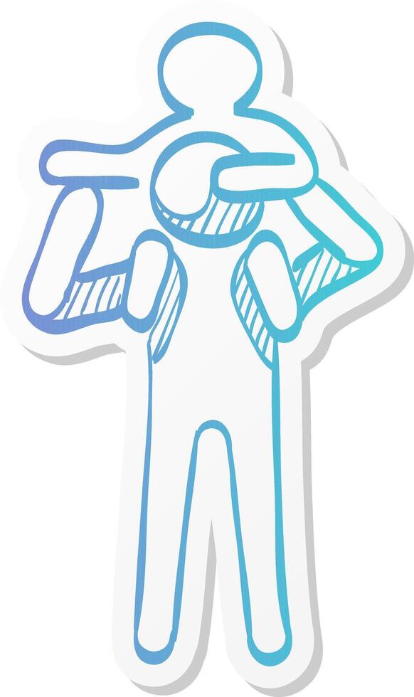 man holding kid icon in sticker color style family gather holiday travel vector