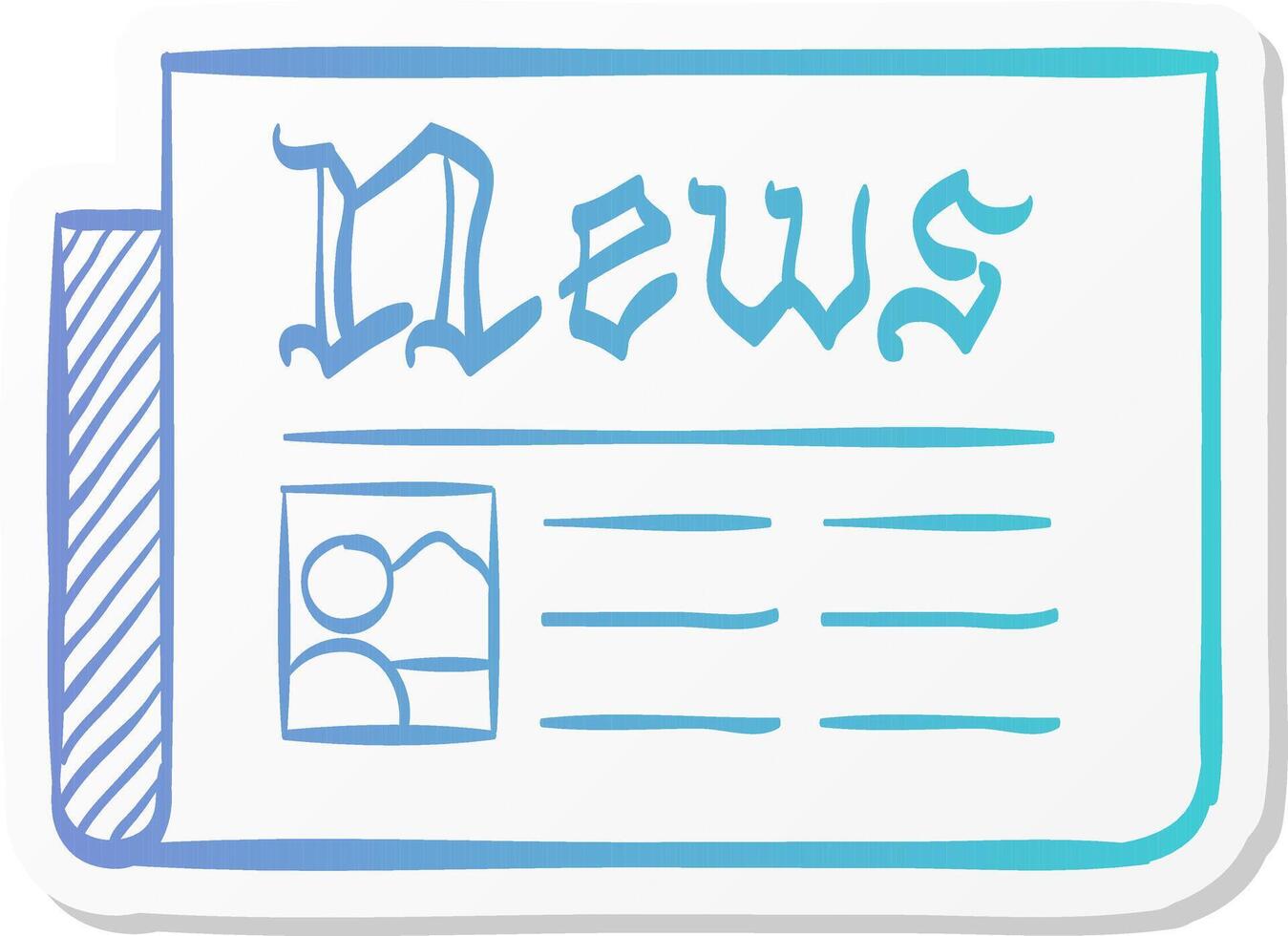 newspaper icon in sticker color style traditional communication publication headline articles vector