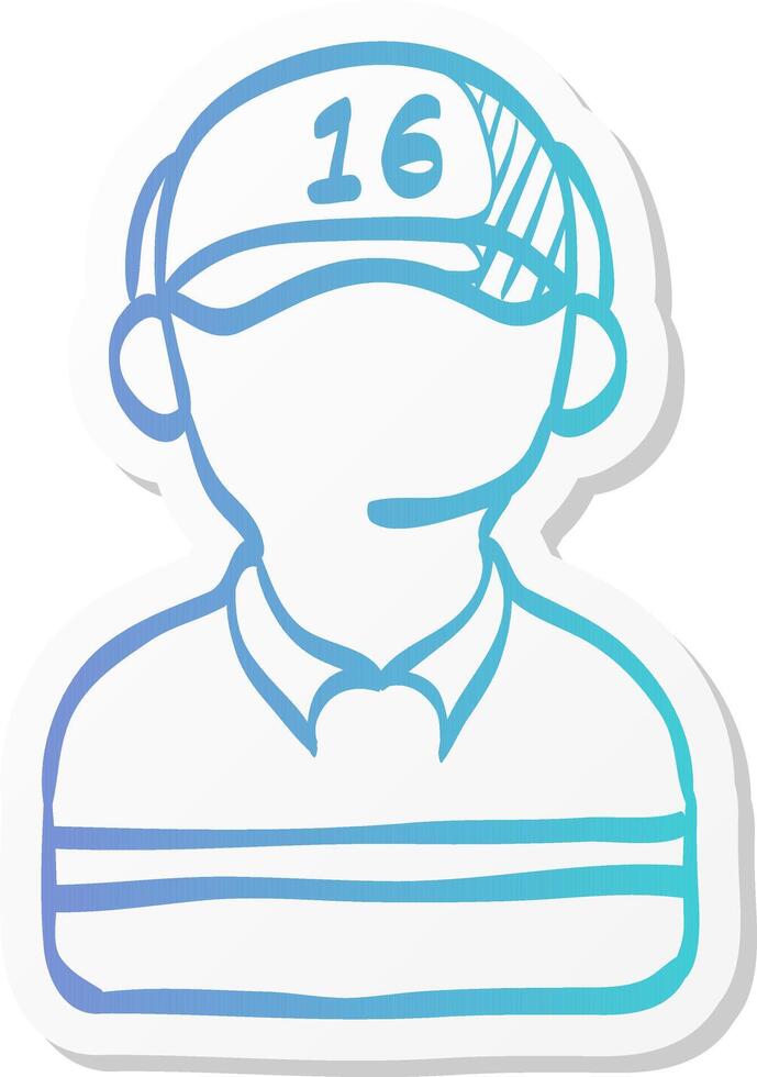 man headphone icon in sticker color style assistant help contact sport race monitor vector